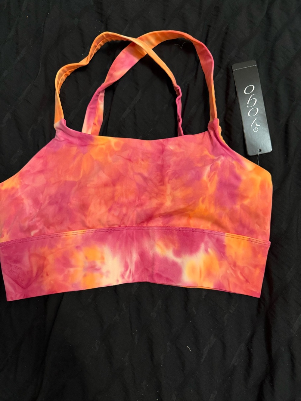 VOGO Athletica Tie-Dye Crop Sports Bra Top - Pink & Orange